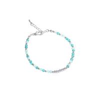 Bracelets de cristal, alliage de zinc, avec cristal, avec 5cm chaînes de rallonge, bijoux de mode & pour femme, bleu, Vendu par 17 cm brin