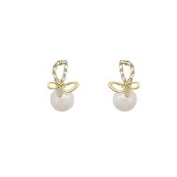 Zinc Alloy Stud Earring with ABS Plastic Pearl high quality plated fashion jewelry & for woman & with rhinestone golden Sold By Pair