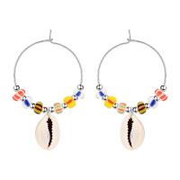 Iron Earring, with Seedbead, fashion jewelry & for woman, more colors for choice, 30x51mm, Sold By Pair