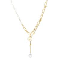 Plastične biserna ogrlica, Cink Alloy, s Plastična Pearl, s 6.5 Produžetak lanac, pozlaćen, modni nakit & za žene, 1.2x1.5cmu30011.8x5.5cm, Dužina 42.5 cm, Prodano By PC