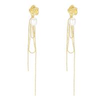 Fashion Fringe Earrings Zinc Alloy with Plastic Pearl fashion jewelry & for woman & with rhinestone Sold By Pair
