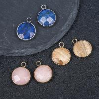 Gemstone Pendants Jewelry Natural Stone with Brass Round plated & Unisex & faceted Sold By PC