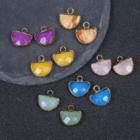 Natural Aventurine Pendants, with Brass, Fan, gold color plated, Unisex & faceted, more colors for choice, 14x5.50mm, Sold By PC