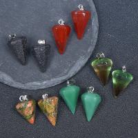 Gemstone Pendants Jewelry, Conical, Unisex, more colors for choice, 14x23mm, Sold By PC