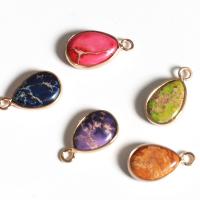 Natural Imperial Jasper Pendants, Impression Jasper, with Brass, Teardrop, gold color plated, Unisex, more colors for choice, 3.60x11x19mm, Sold By PC