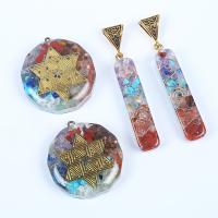 Gemstone Pendants Jewelry, with Resin & Iron & Tibetan Style, plated, Unisex & different styles for choice, more colors for choice, Sold By PC