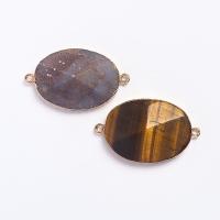 Natural Tiger Eye Pendants with Brass Oval gold color plated Unisex & faceted & 1/1 loop Sold By PC