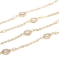 Brass Beading Chains with Crystal 14K gold plated DIY nickel lead & cadmium free 6mm Sold By m