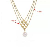 Multi Layer Necklace Brass with Shell Pearl with 5cm extender chain Round 14K gold plated multilayer & for woman white nickel lead & cadmium free 3.50mm Length Approx 36 cm Sold By PC