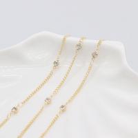 Brass Beading Chains with Rhinestone 14K gold plated DIY nickel lead & cadmium free 3.60mm Sold By m