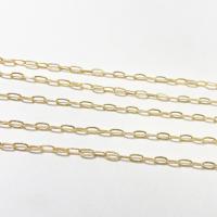 Cadena de collar de cobre amarillo, metal, chapado en oro de 14 K, Bricolaje, libre de níquel, plomo & cadmio, 3.20x6mm, Vendido por m