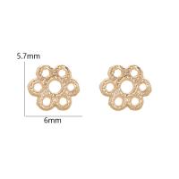 Brass Bead Cap, Flower, 14K gold plated, DIY, nickel, lead & cadmium free, 6x5.70mm, Approx 100PCs/Bag, Sold By Bag