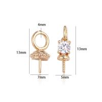 Brass Peg Bail with Cubic Zirconia 14K gold plated DIY nickel lead & cadmium free Sold By PC