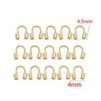 Brass U-Shaped Crimp End, 14K gold plated, DIY, nickel, lead & cadmium free, 4x4.50mm, Approx 100PCs/Bag, Sold By Bag