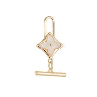 Brass Toggle Clasp with Cubic Zirconia & White Shell 14K gold plated DIY nickel lead & cadmium free Sold By PC