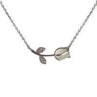 Titanium Steel Necklace with 2 extender chain Flower plated for woman & with rhinestone Length 15.7 Inch Sold By PC