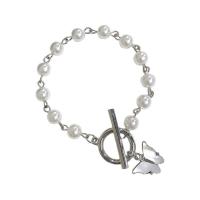 Zinklegierung Armband, mit Kunststoff Perlen, Schmetterling, plattiert, für Frau, keine, 12mm, Länge:7.87 ZollInch, verkauft von PC