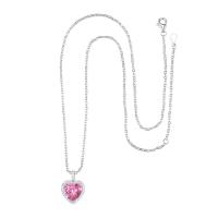 Cubic Zircon Micro Pave Brass Necklace, with 2 extender chain, Heart, plated, for woman & with cubic zirconia, more colors for choice, nickel, lead & cadmium free, 13x19mm, Length:15.7 Inch, Sold By PC