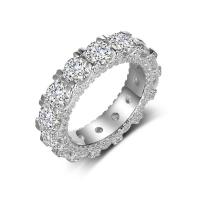 Кубический циркон микро проложить кольцо-латунь, Латунь, плакирован серебром, разный размер для выбора & Женский & с кубическим цирконием, серебряный, не содержит никель, свинец, продается PC