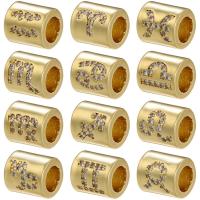 Perles cubes en laiton zircon Micro Pave, 12 Signes du Zodiaque, Placage de couleur d'or, DIY & styles différents pour le choix & pavé de micro zircon, doré, protéger l'environnement, sans nickel, plomb et cadmium, 7.50x8mm, Vendu par PC