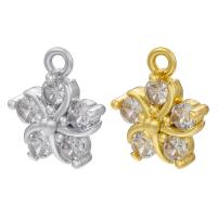 Cubic Zirconia Micro Pave Brass Pendant Flower plated DIY & micro pave cubic zirconia nickel lead & cadmium free Sold By PC