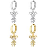 Cubic Zirconia Micro Pave Brass Earring with Plastic Pearl Girl plated micro pave cubic zirconia & for woman nickel lead & cadmium free Sold By Pair