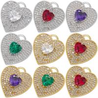 Cubic Zirconia Micro Pave Brass Pendant Heart plated micro pave cubic zirconia & for woman nickel lead & cadmium free Sold By PC