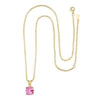Cubic Zircon Micro Pave Brass Necklace, with 2 extender chain,  Square, plated, for woman & with cubic zirconia, more colors for choice, nickel, lead & cadmium free, 8x14.50mm, Length:15.7 Inch, Sold By PC
