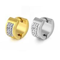 Stainless Steel Huggie Hoop Earring 316L Stainless Steel hand polished fashion jewelry & Unisex & with rhinestone Sold By PC