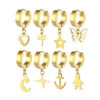 Huggie Hoop Drop Ohrringe, 316 L Edelstahl, Handpoliert, Modeschmuck & unisex & verschiedene Stile für Wahl, goldfarben, 4x9mm, verkauft von PC