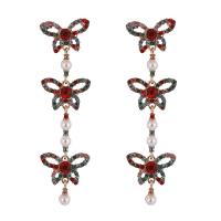 Rhinestone Earring Zinc Alloy Butterfly gold color plated fashion jewelry & for woman & with rhinestone nickel lead & cadmium free Sold By Pair