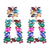 Rhinestone Earring, Tibetan Style, gold color plated, fashion jewelry & for woman & with rhinestone & hollow, more colors for choice, nickel, lead & cadmium free, 35x66mm, Sold By Pair