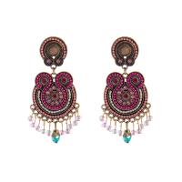 Fashion Fringe Earrings Zinc Alloy with Acrylic gold color plated vintage & Bohemian style & for woman & with rhinestone nickel lead & cadmium free Sold By Pair