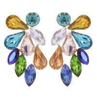 Rhinestone Earring Zinc Alloy gold color plated fashion jewelry & for woman & with rhinestone nickel lead & cadmium free Sold By Pair
