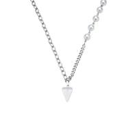 Collier d'acier titane, avec Opaline & perle de plastique, avec 5cm chaînes de rallonge, triangle, bijoux de mode & réglable & pour femme, argent, Longueur 57 cm, Vendu par PC