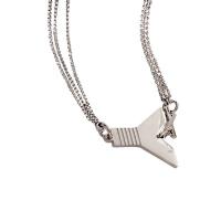 Titanová ocel náhrdelník, Titanium ocel, s 5cm extender řetězce, Písmeno Y, módní šperky & nastavitelný & pro ženy, stříbro, Délka 43 cm, Prodáno By PC