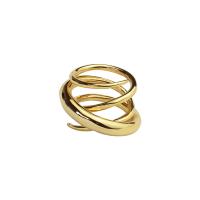 Brass prst prsten, Mosaz, Kobliha, 18K pozlacené, módní šperky & vícevrstvá & pro ženy, zlatý, nikl, olovo a kadmium zdarma, Vnitřní průměr:Cca 17mm, Velikost:7, Prodáno By PC