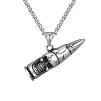 Titanium Steel Necklace, Bullet, Vacuum Ion Plating, fashion jewelry & for man, original color, 44.40x11mm, Length:Approx 23.6 Inch, Sold By PC