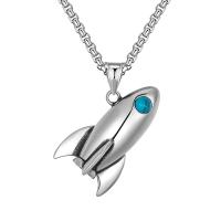 Titanium Steel Necklace, Rocket, Vacuum Ion Plating, fashion jewelry & for man, original color, 37.20x20.60mm, Length:Approx 23.6 Inch, Sold By PC