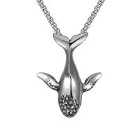 Titanium Steel Necklace, Whale, Vacuum Ion Plating, fashion jewelry & for man, original color, 52.10x39.60mm, Length:Approx 23.6 Inch, Sold By PC