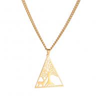 Titanium Steel Necklace, Triangle, Vacuum Ion Plating, Unisex & hollow, more colors for choice, 34.50x29.80mm, Length:Approx 23.6 Inch, Sold By PC