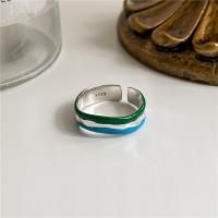 Solidny srebrny pierścień, 925 Srebro, obyty, Regulowane & dla kobiety & emalia, wielokolorowy, sprzedane przez PC