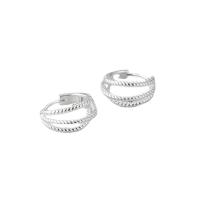 925 Sterling Silver Huggie Hoop Earring, polished, fashion jewelry & for woman, original color, 12mm, Sold By Pair