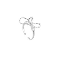 925 Sterling Silver Finger Rings, Bowknot, platinum plated, Adjustable & for woman, original color, 20x14mm, Sold By PC