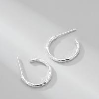 925 Sterling Silver Stud Earrings, platinum plated, fashion jewelry & for woman, white, 15mm, Sold By Pair