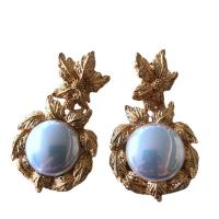 Acrylic Jewelry Earring Zinc Alloy with Resin Shell & Acrylic gold color plated for woman & enamel 22-57mm Sold By Pair