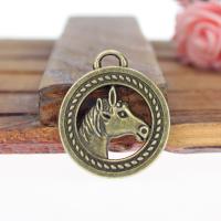 Tibetan Style Animal Pendants, Horse, antique bronze color plated, DIY & hollow, nickel, lead & cadmium free, 25mm, Sold By PC