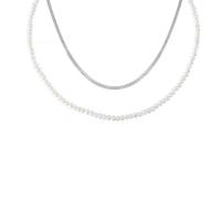 Plastic Pearl Necklace Zinc Alloy with Plastic Pearl Double Layer & fashion jewelry & for woman nickel lead & cadmium free Length Approx 30.71 Inch Sold By PC