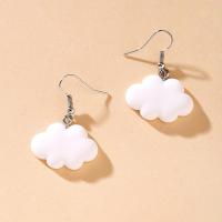 Resin Earring, Tibetan Style, with Resin, Cloud, fashion jewelry & for woman, white, nickel, lead & cadmium free, 40x25mm, Sold By Pair