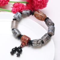 Agate Jewelry Bracelet, Dragon Veins Agate, Unisex, Length:Approx 11.41 Inch, Sold By PC